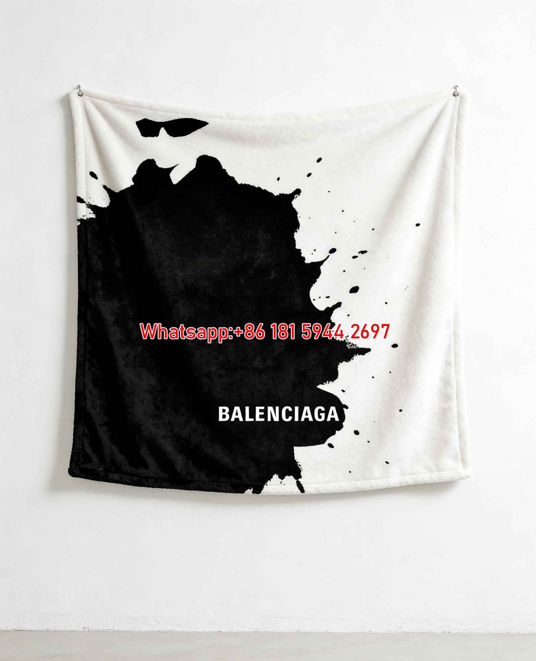 Balenciaga Ink Silhouette Flannel Sofa Throw Blanket for Wall Hanging BA085